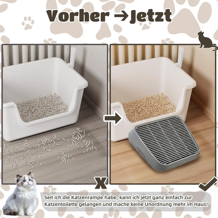Katzenrampe für Katzentoilette, Katzen-Trittleiter mit Filterfunktion, doppellagige, waschbare und l