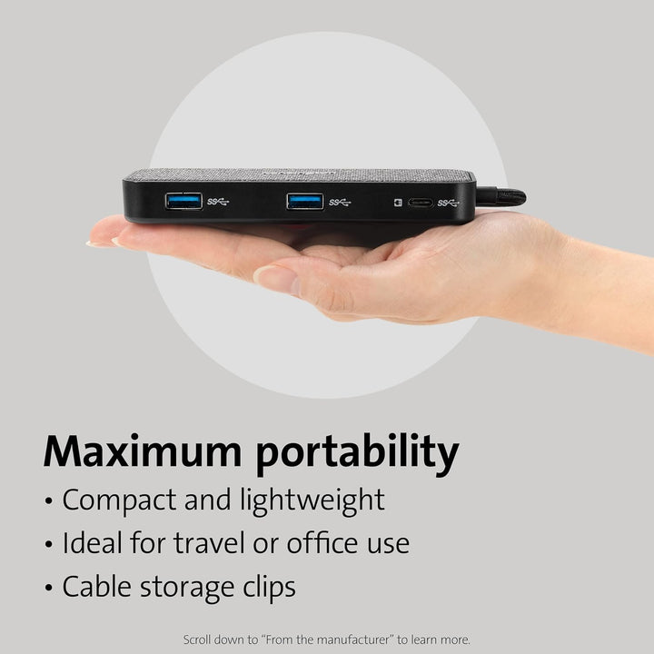 Kensington SD1650p USB-C Single 4K Tragbare Docking Station, Mobiles Dock mit HDMI, Kompatibel mit A