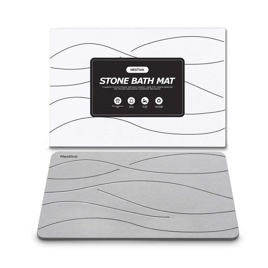 Nestiva Badematte aus Stein - rutschfeste, Saugfähige Badvorleger aus Naturstein, Für Bad/Küche, Sti
