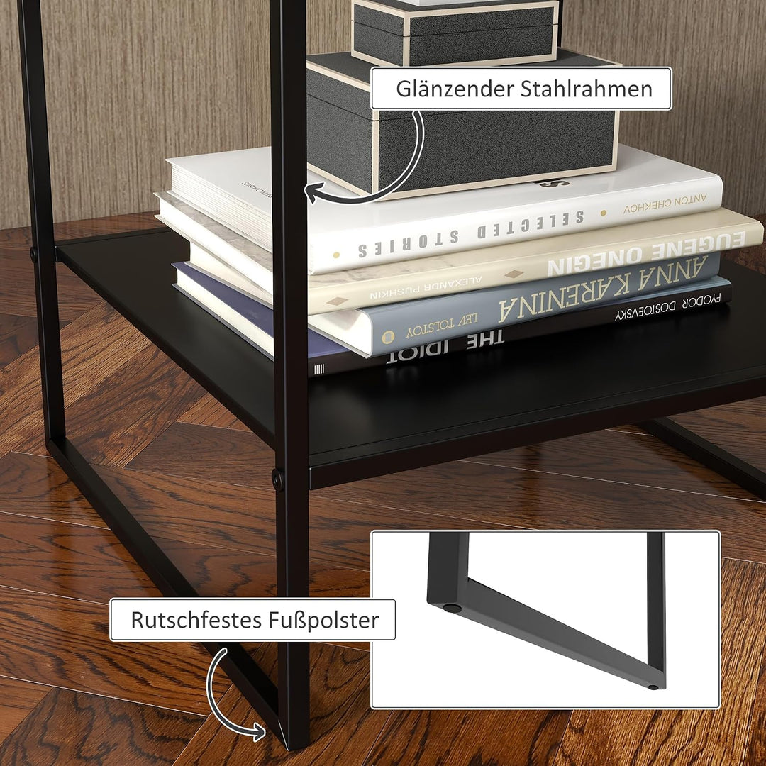 HOMCOM Couchtisch Quadratischer Wohnzimmertisch mit Stauraum, 2 Ebenen Skandinavisch Sofatisch mit S