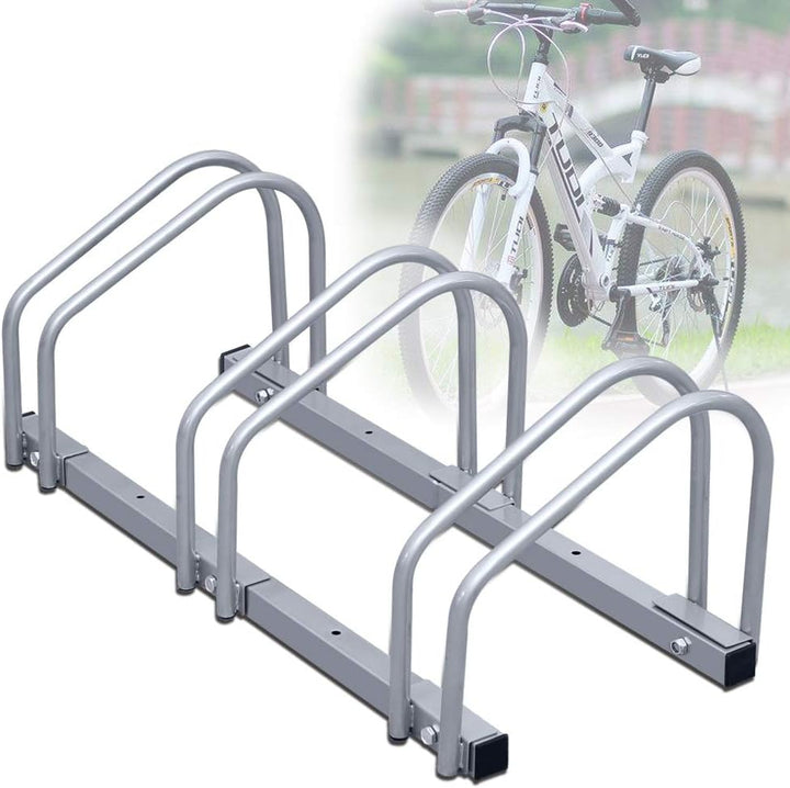 Randaco Fahrrad Ständer für 3 Fahrräder Fahrrad Seitenständer Aufstellständer Mehrfachständer Boden