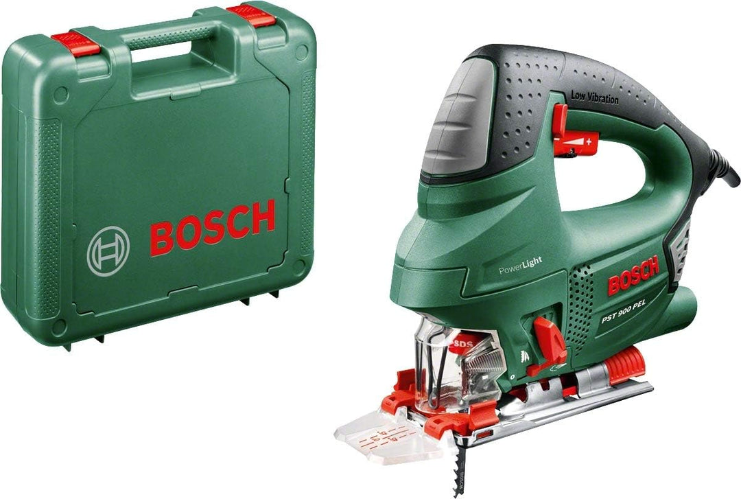 Bosch Stichsäge PST 900 PEL (Hubzahl bei Leerlauf 500 bis 3100 U/min, in Kunststoffkoffer) + 3tlg. S