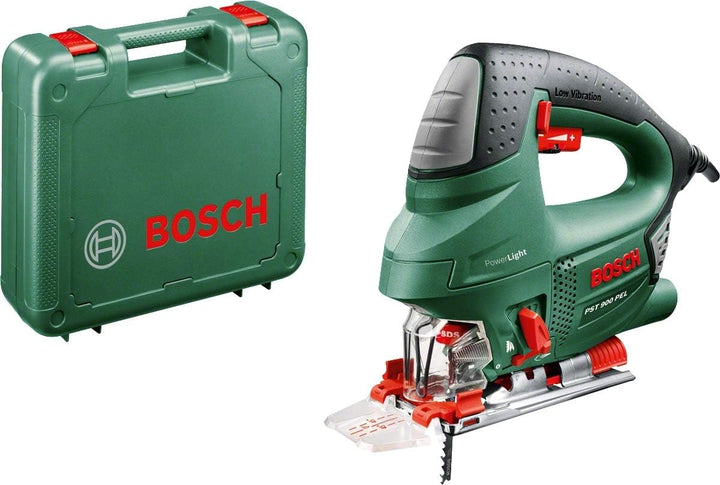 Bosch Stichsäge PST 900 PEL (Hubzahl bei Leerlauf 500 bis 3100 U/min, in Kunststoffkoffer) + 3tlg. S