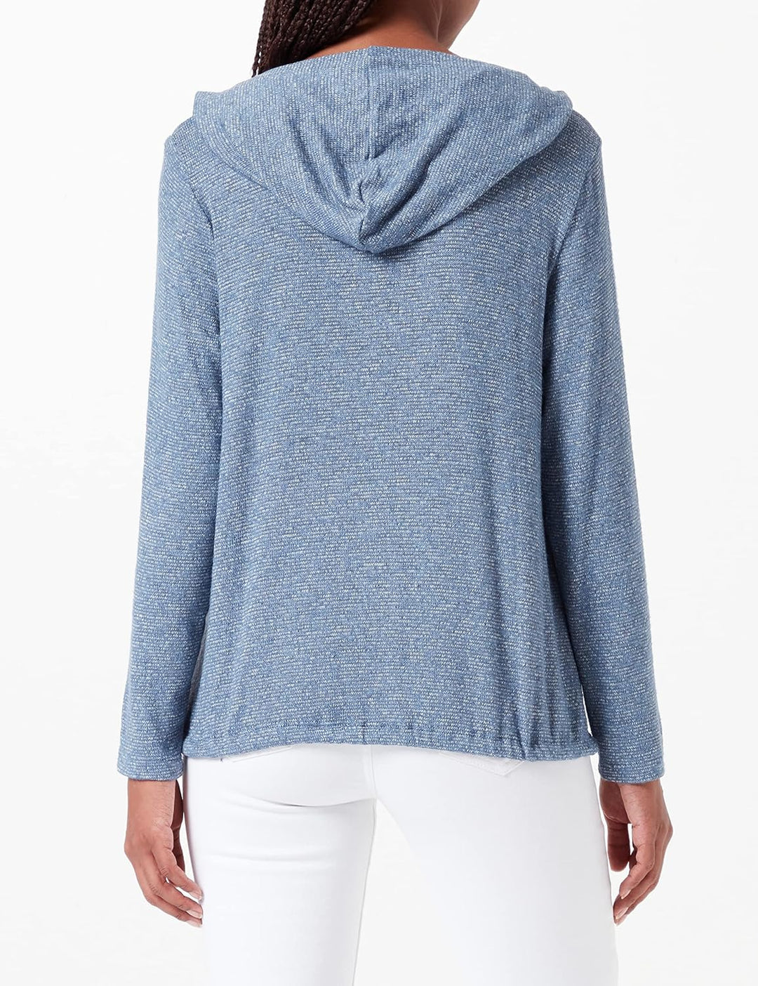 TOM TAILOR Damen Langarmshirt mit Kapuze M 30266 - Stormy Sea Blue Melange, M 30266 - Stormy Sea Blu