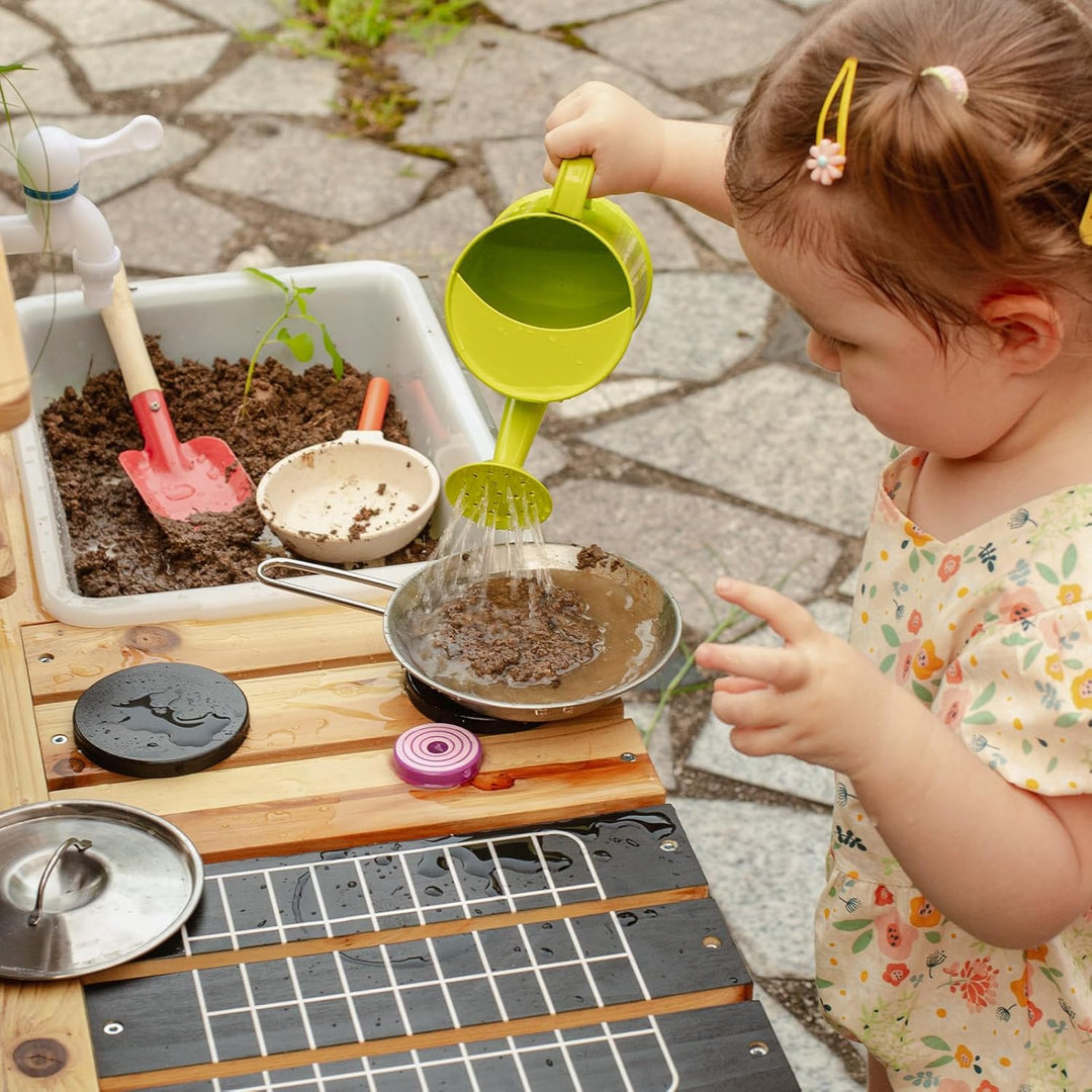 Gaint Bean Matschküche Kinder Outdoor, Holzspielzeug Spielküchenset für Jungen und Mädchen im Alter