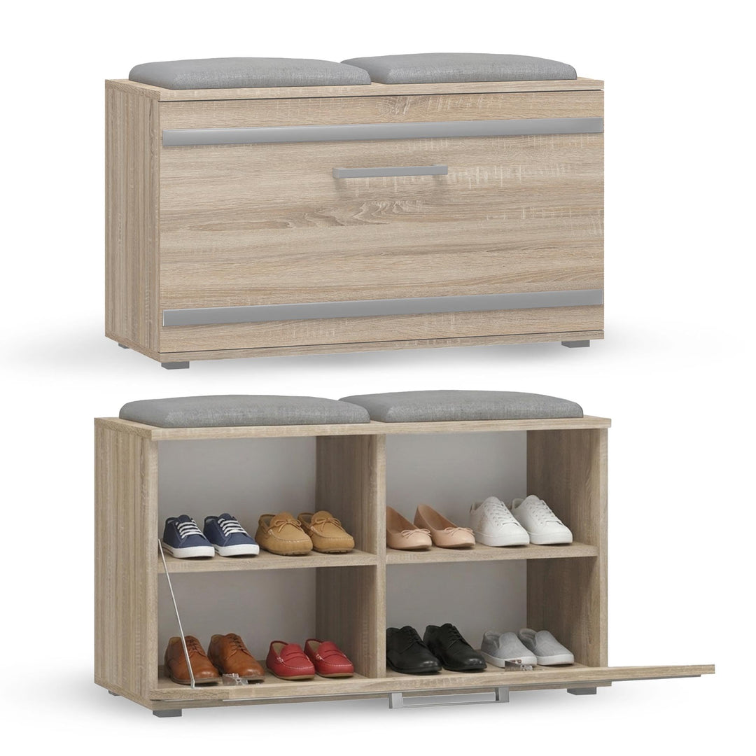 CDF Schuhschrank Opal | Farbe: Eiche Sonoma | Ideal für Diele, Flur, Büro | Schuhaufbewahrung | bequ