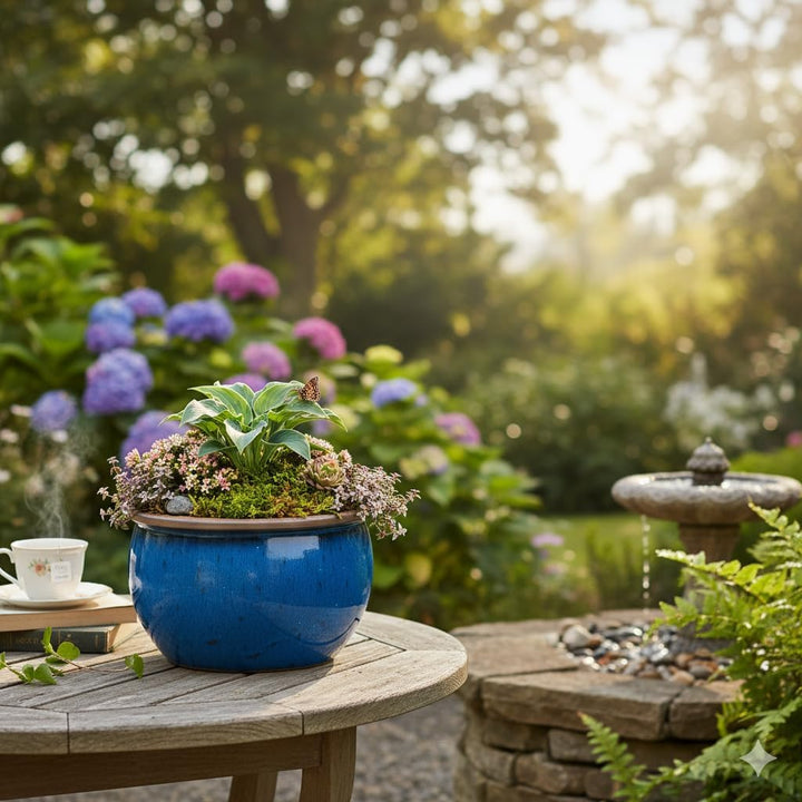 Teramico Blumentopf Pflanzgefäss Übertopf Modell Bavaria Grün Blau Verschiedene Grössen - absolut fr