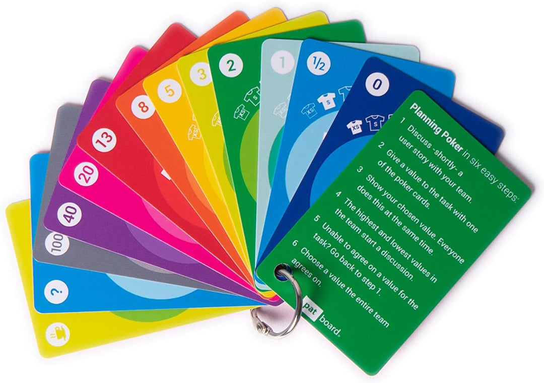 PATboard Planning Poker Cards - Set mit 4 Decks - Schreibwaren für agiles Scrum - Schätzung Fibonacc