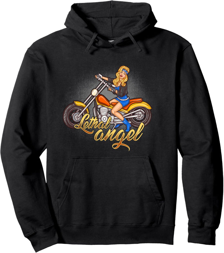 Hippie Biker Küken Frauen Lethal Babe Motorrad Engel Pullover Hoodie