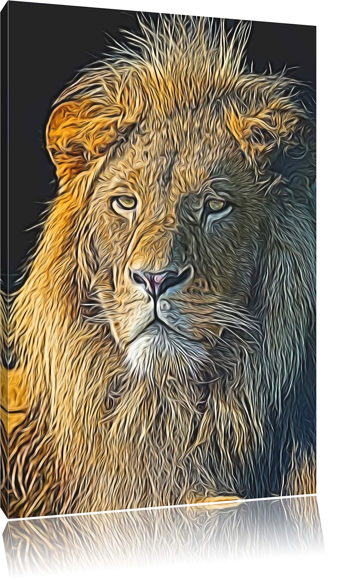 beeindruckender Löwe Deluxe Format: 100x70 cm auf Leinwand, XXL riesige Bilder fertig gerahmt mit Ke