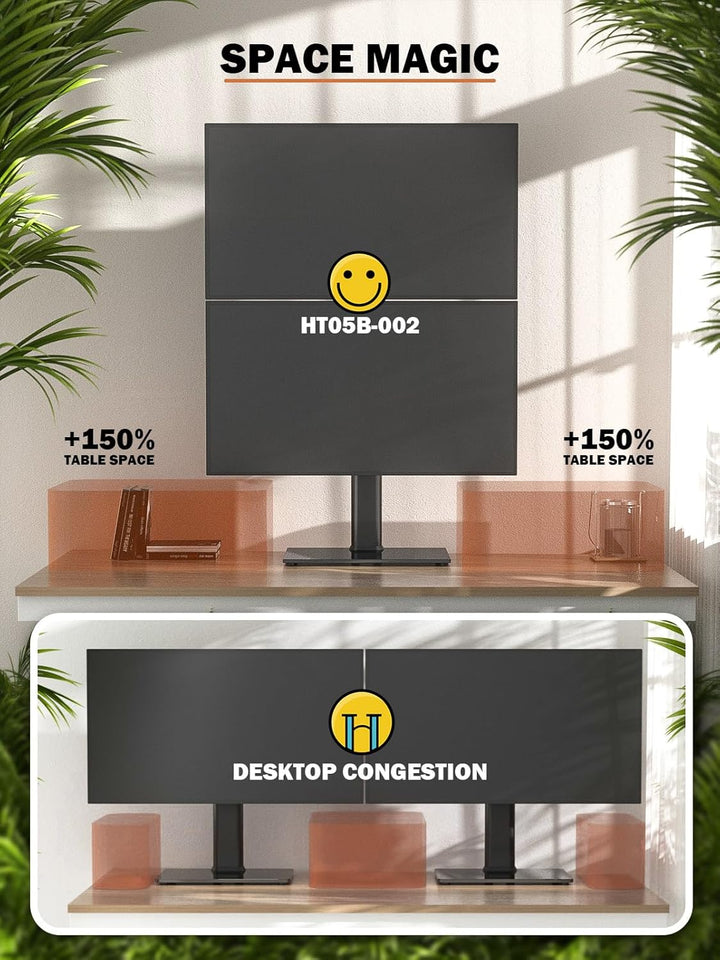 Hemudu Dual Monitor Ständer - Vertikaler Stapelbildschirm Freistehender Monitor Haltung Für zwei 13