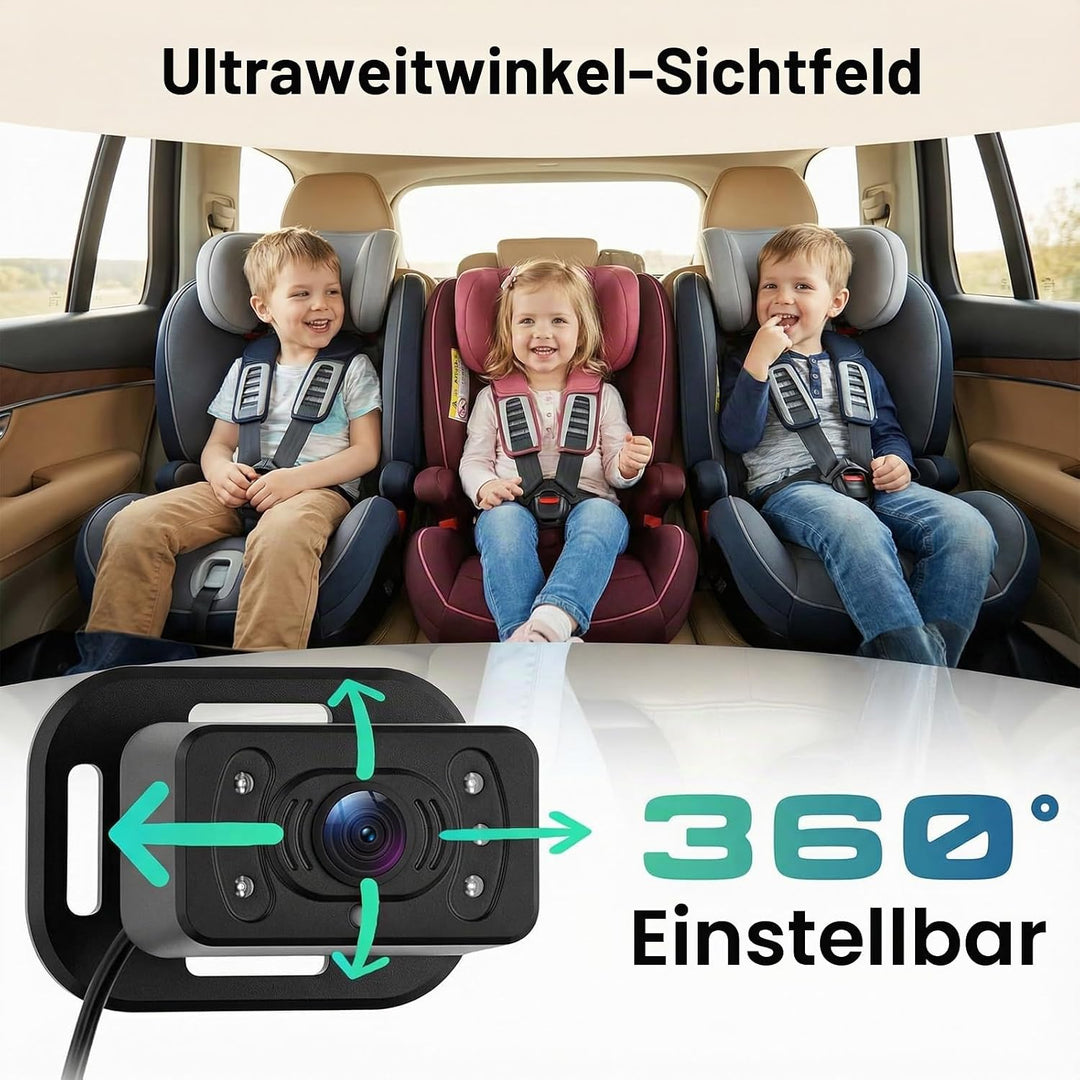 SIXTOP Baby Auto Kamera mit 6.86" IPS Monitor, Nachtsicht &amp; 90° Weitwinkel 2 HD Rücksitzkameras, Sic