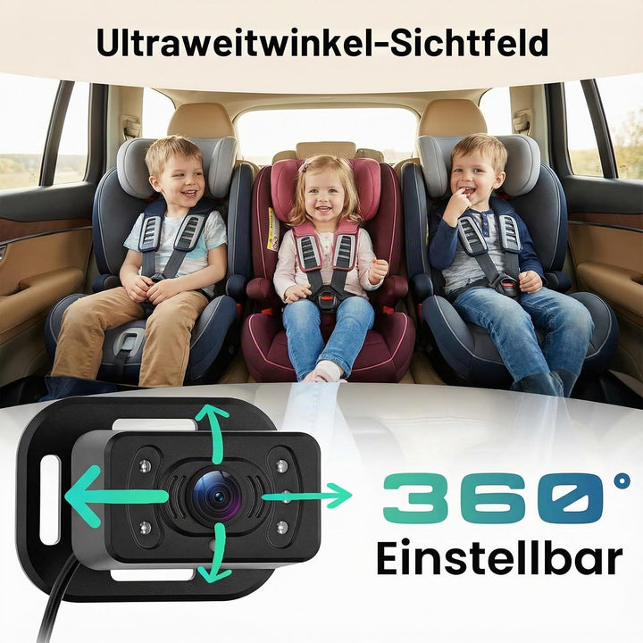 SIXTOP Baby Auto Kamera mit 6.86" IPS Monitor, Nachtsicht &amp; 90° Weitwinkel 2 HD Rücksitzkameras, Sic