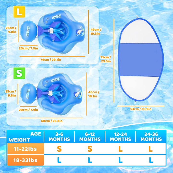 Parner Schwimmring Baby mit UPF50+ Sonnendach, Schwimmhilfe Baby für den Pool, Verstellbarer Sicherh