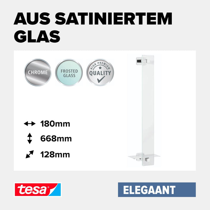 tesa ELEGAANT Handtuchhalter Gäste-WC, inkl. Klebelösung, edles Design, Metall, verchromt, garantier