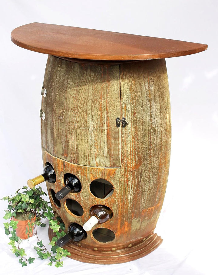 DanDiBo Wandtisch Weinfass Weinregal halbrund 1500 Bar Flaschenständer 85cm Weinfass Holzfass Schran