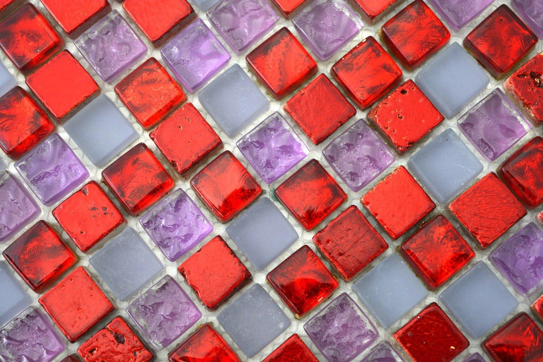 Mosaik Fliese Transluzent rot pink weiss Glasmosaik Crystal Resin matt für WAND WC KÜCHE FLIESENSPIE