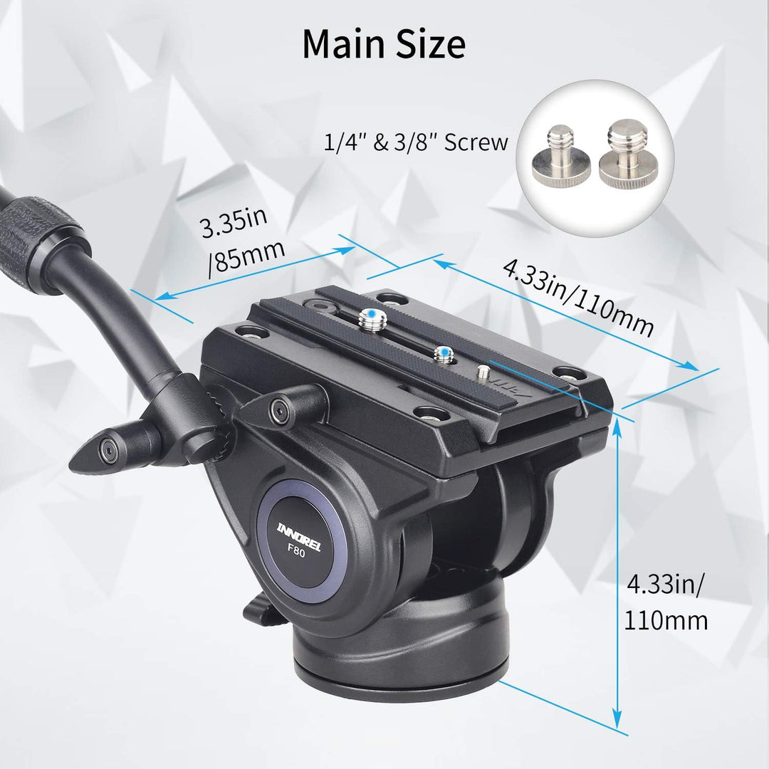 INNOREL F80 Hochleistungsstativ-Fluidkopf, Panorama 360°, Aluminiumlegierung, zweistufiger Griff, ei