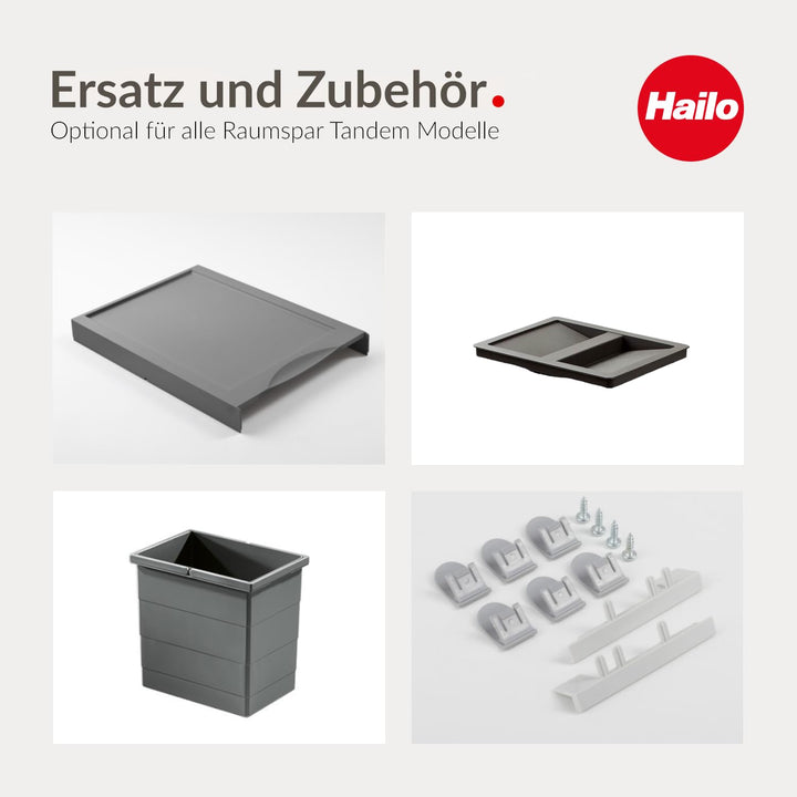 Hailo Abfallsammler 3641521 | Raumspar-Tandem 2x 18 Liter | ab 40cm Schrank mit Drehtür | 346 x 475