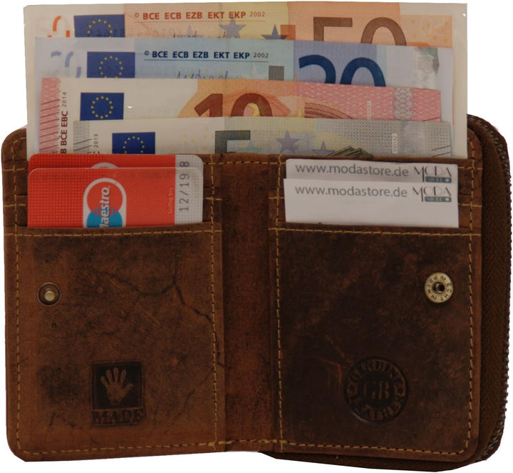 Greenburry Vintage 1667-25 Leder XXS Reissverschlussbörse Minibörse Portemonnaie