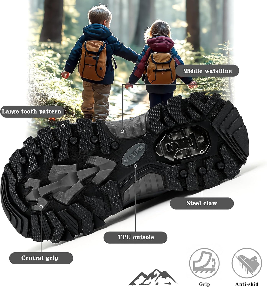ASHION Winterschuhe Jungen Schneestiefel Kinder Mid Gefütterte Winterstiefel Wanderschuhe Trekking B