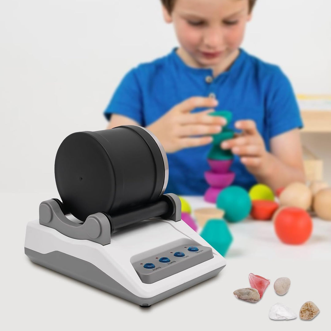 Steinpolierer mit 7-Tage-Timer, Komplettset inkl. Schleifkörner, Rohsteine &amp; Schmuckzubehör, leiser