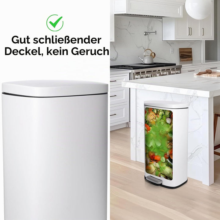 LIFERUN Mülleimer Küche 30l, Abfalleimer mit Deckel, Softclose Treteimer aus Stahl, mit Inneneimer f