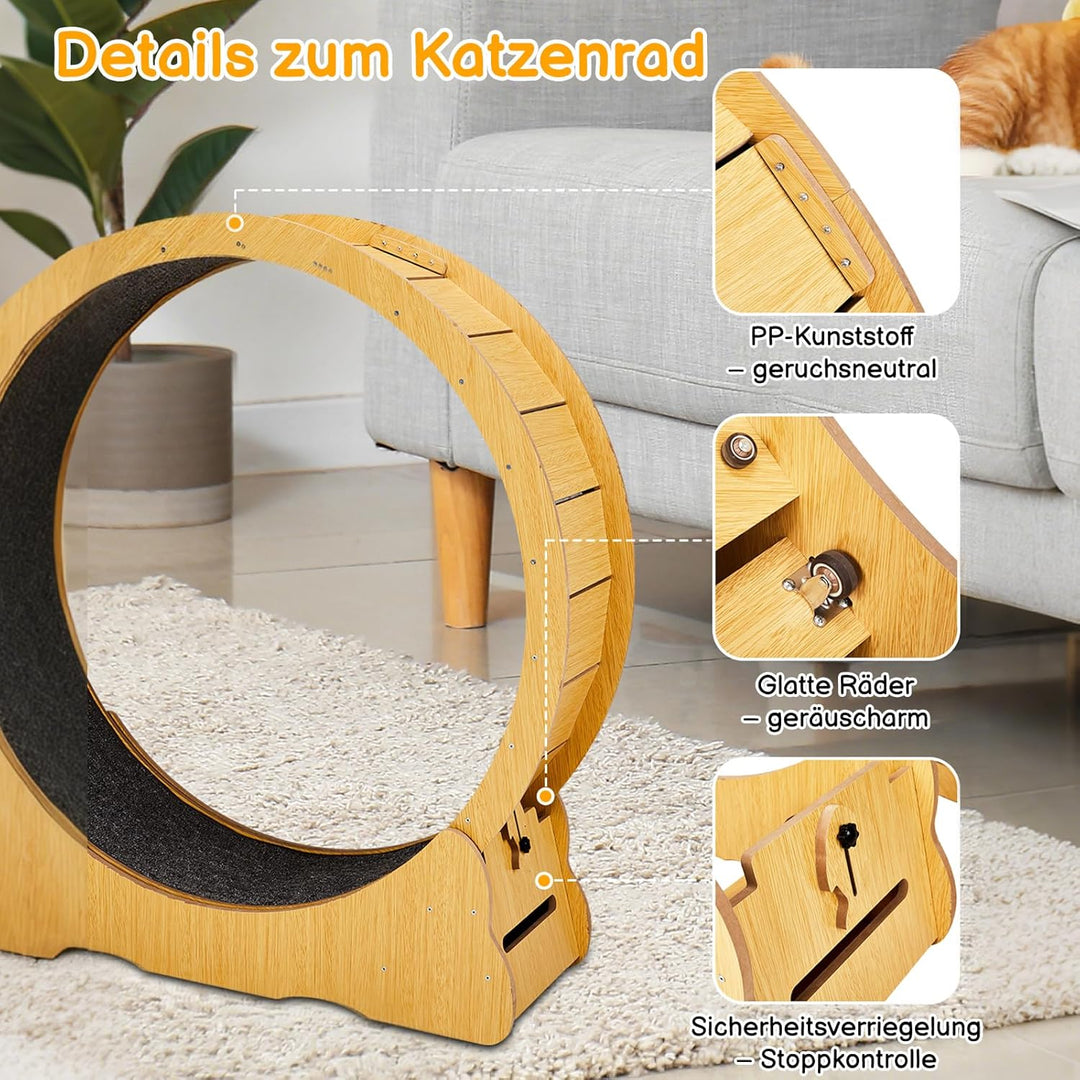 LEADZM Katzenlaufrad | 100cm Durchmesser - Laufrad Katze für grosse Katzen - Hochdichte Faserplatte,