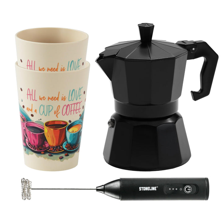 STONELINE Espressokocher Induktion aus Aluguss 170 ml, 4 Tassen, für alle Herdarten, Italienischer K