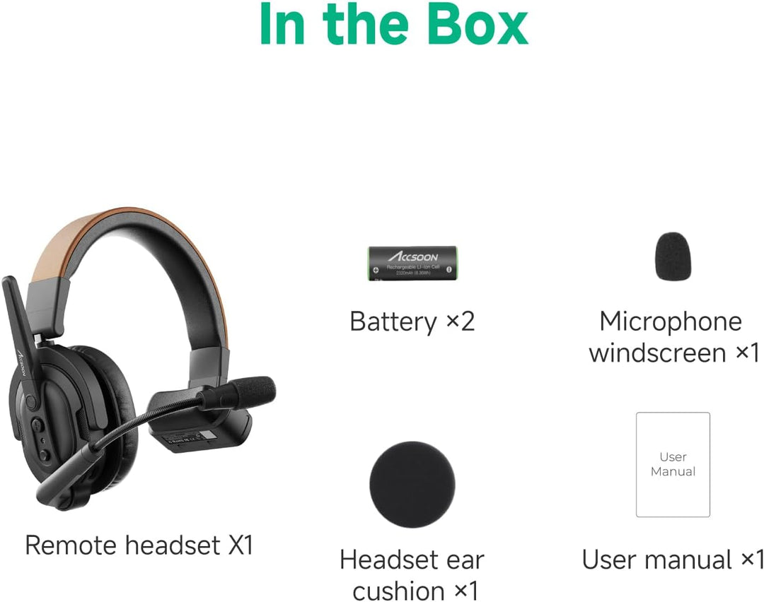Accsoon Como SE Wireless Intercom Headset System, 2,4 GHz Vollduplex-Kommunikation, 1312ft/400m Reic