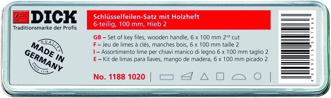 Schlüsselfeilen-Satz mit Holzgriffen, 6-teilig