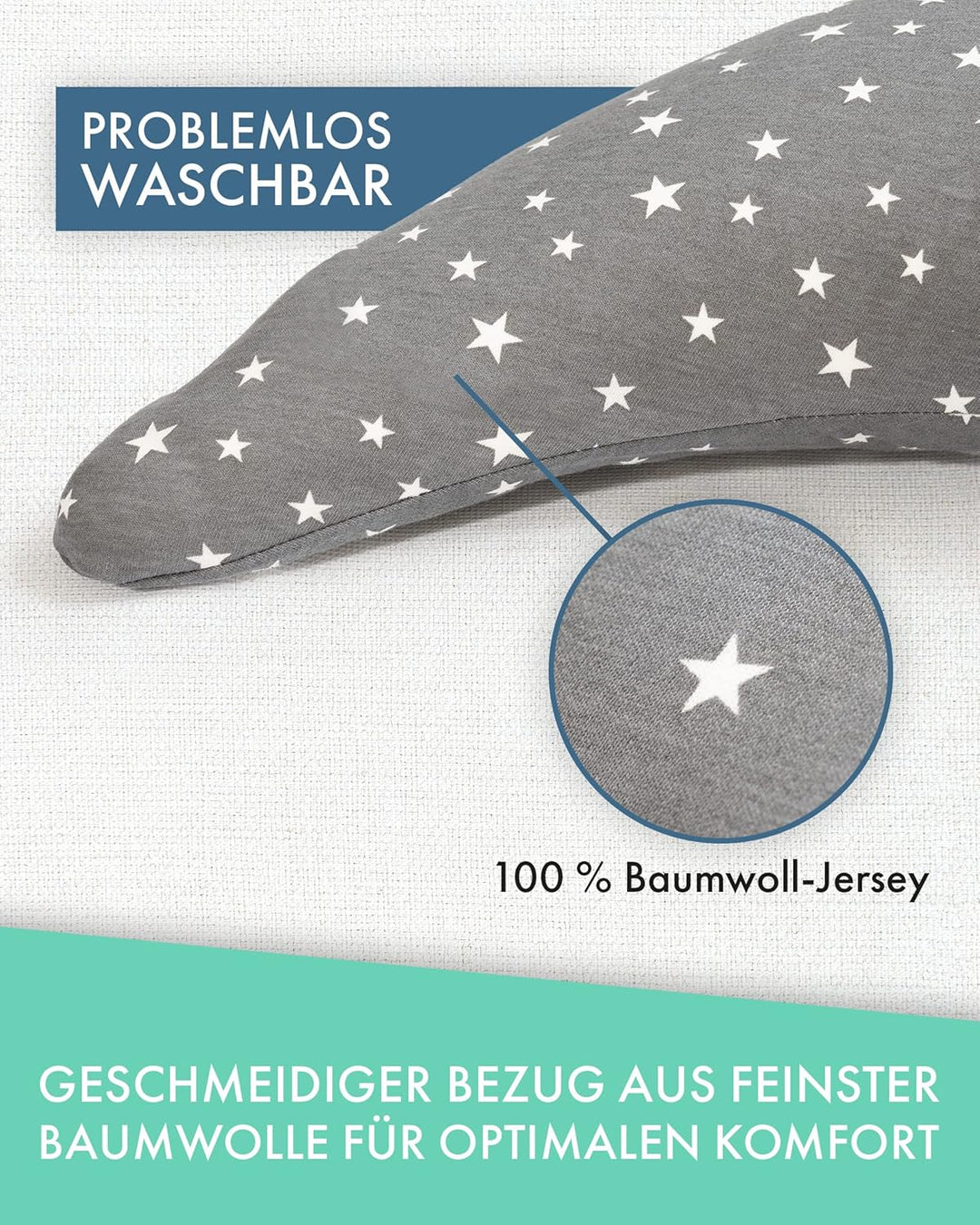 pic Bear Stillmond Ersatzbezug - hochwertige anschmiegsame Jersey Baumwolle für Schmusekissen - Stil