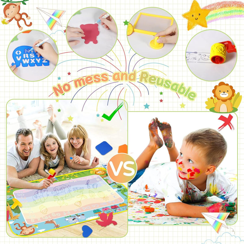 DICLLY 120x90cm Super Gross Aqua Doodle Matte - Wasser Malmatte für Kinder 1-6 Jahre,Magic Zeichenma