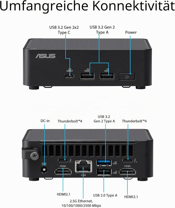 ASUS NUC 14 Pro Slim Kit RNUC14RVKU500002I (Intel Core U5 125H Prozessor, Intel Arc Grafik, Intel Wi