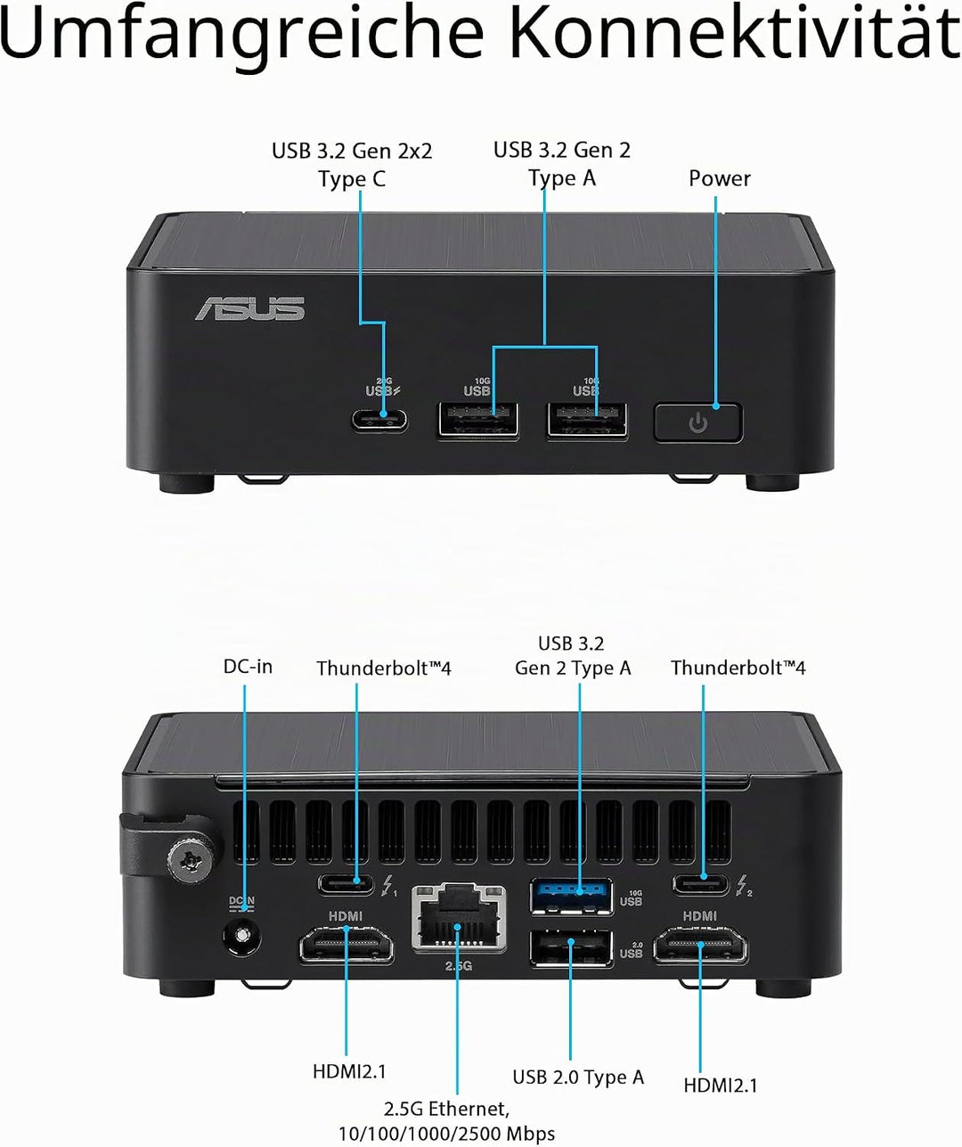 ASUS NUC 14 Pro Slim Kit RNUC14RVKI300002I (Intel Core i3 100U Prozessor, Intel Grafik, Intel WiFi 6