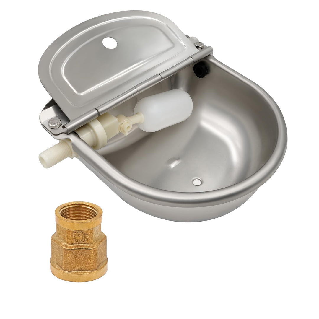 Edelstahl Rinder Trinkwasser mit Abflussstecker und Stecker, automatische Wasserschale für Rinder Sc