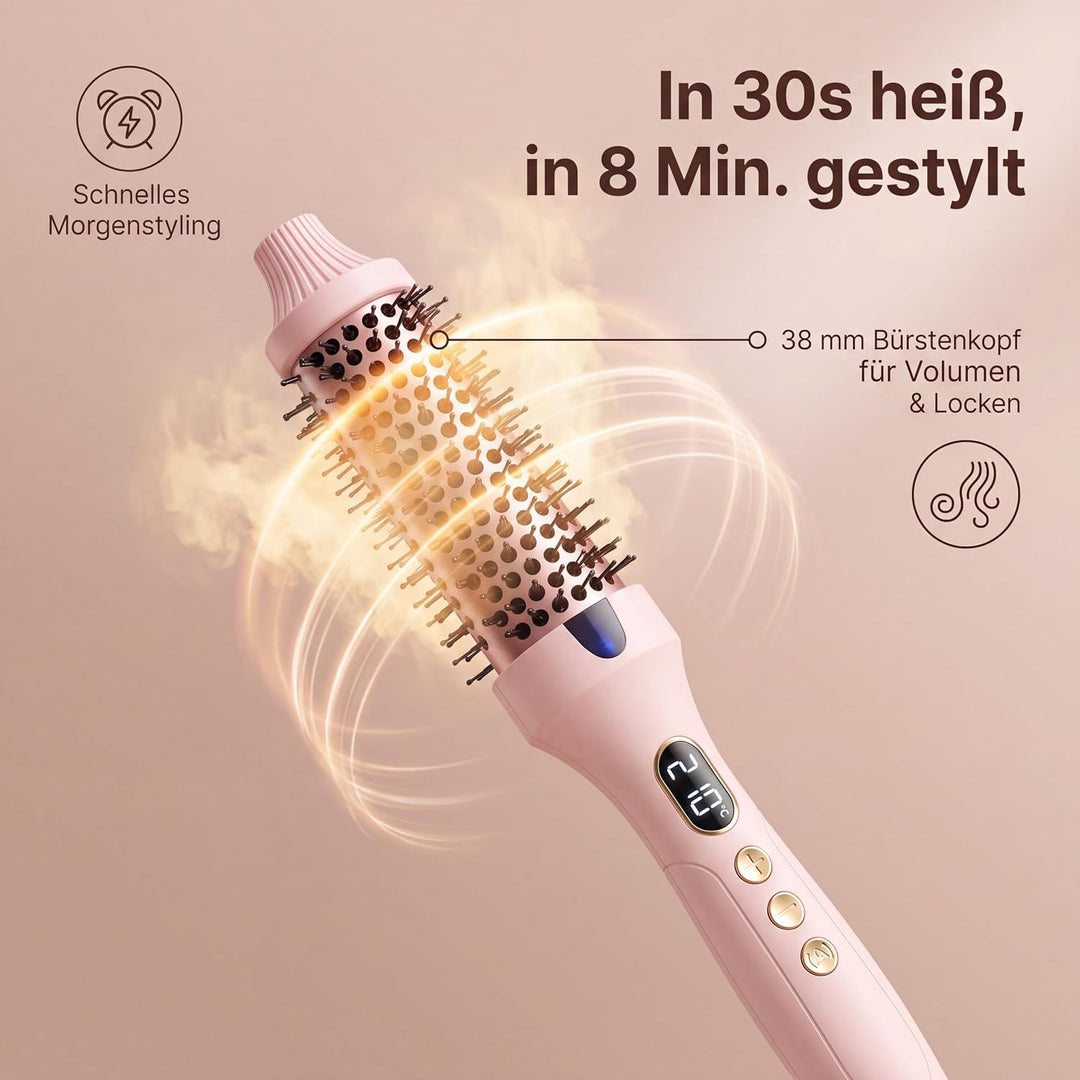Stylingbürste für Kurze Haare,Thermobürste Lockenbürste mit Ionen-Technologie,6 Temperaturstufen,Dop