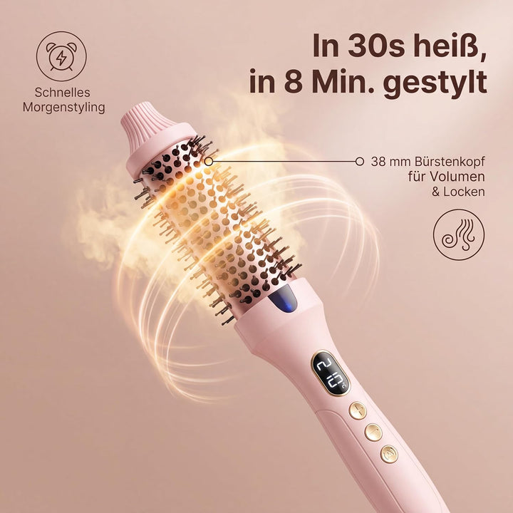 Stylingbürste für Kurze Haare,Thermobürste Lockenbürste mit Ionen-Technologie,6 Temperaturstufen,Dop