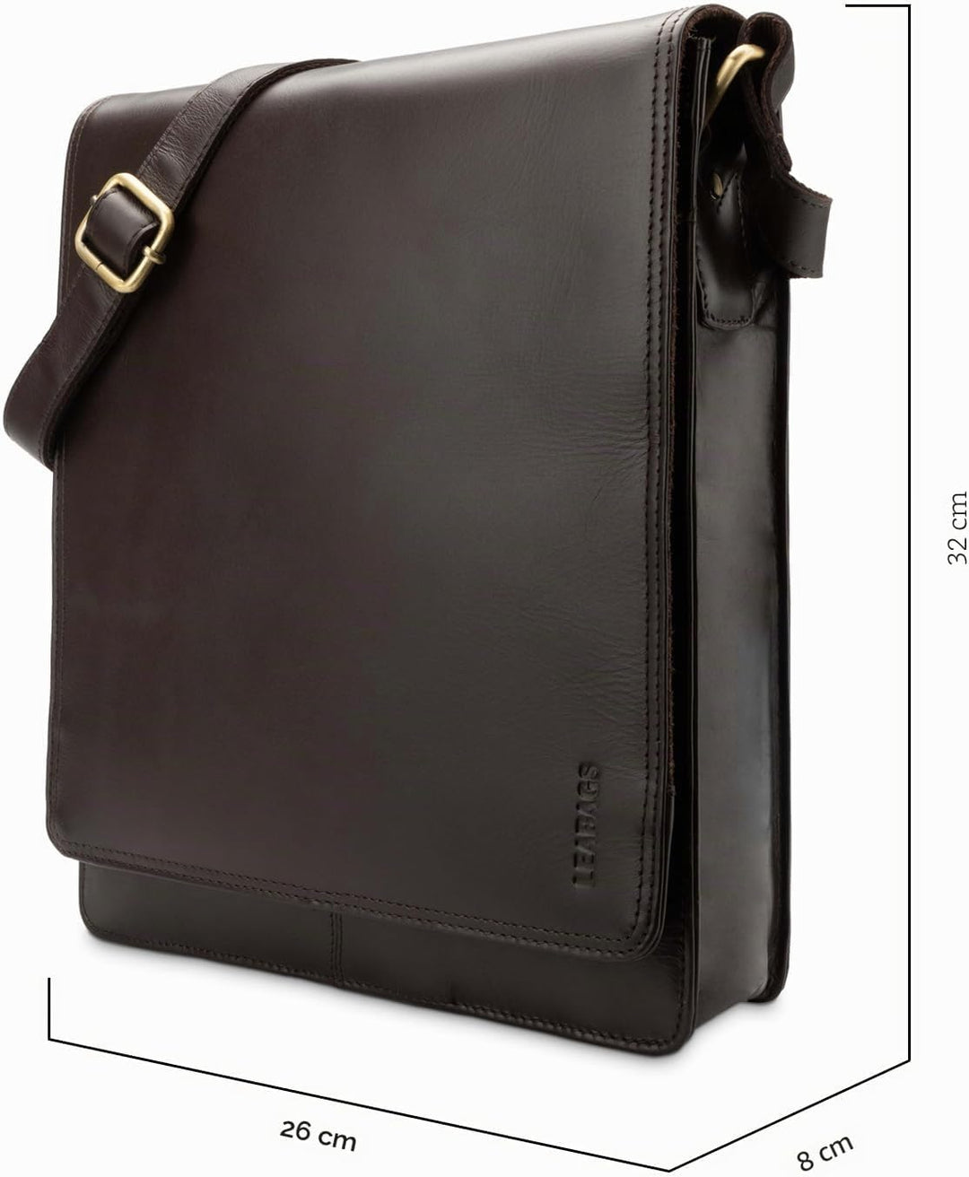 LEABAGS Leder Umhängetasche Herren & Damen I Echtleder Laptoptasche bis 13 Zoll I Messenger Bag mit