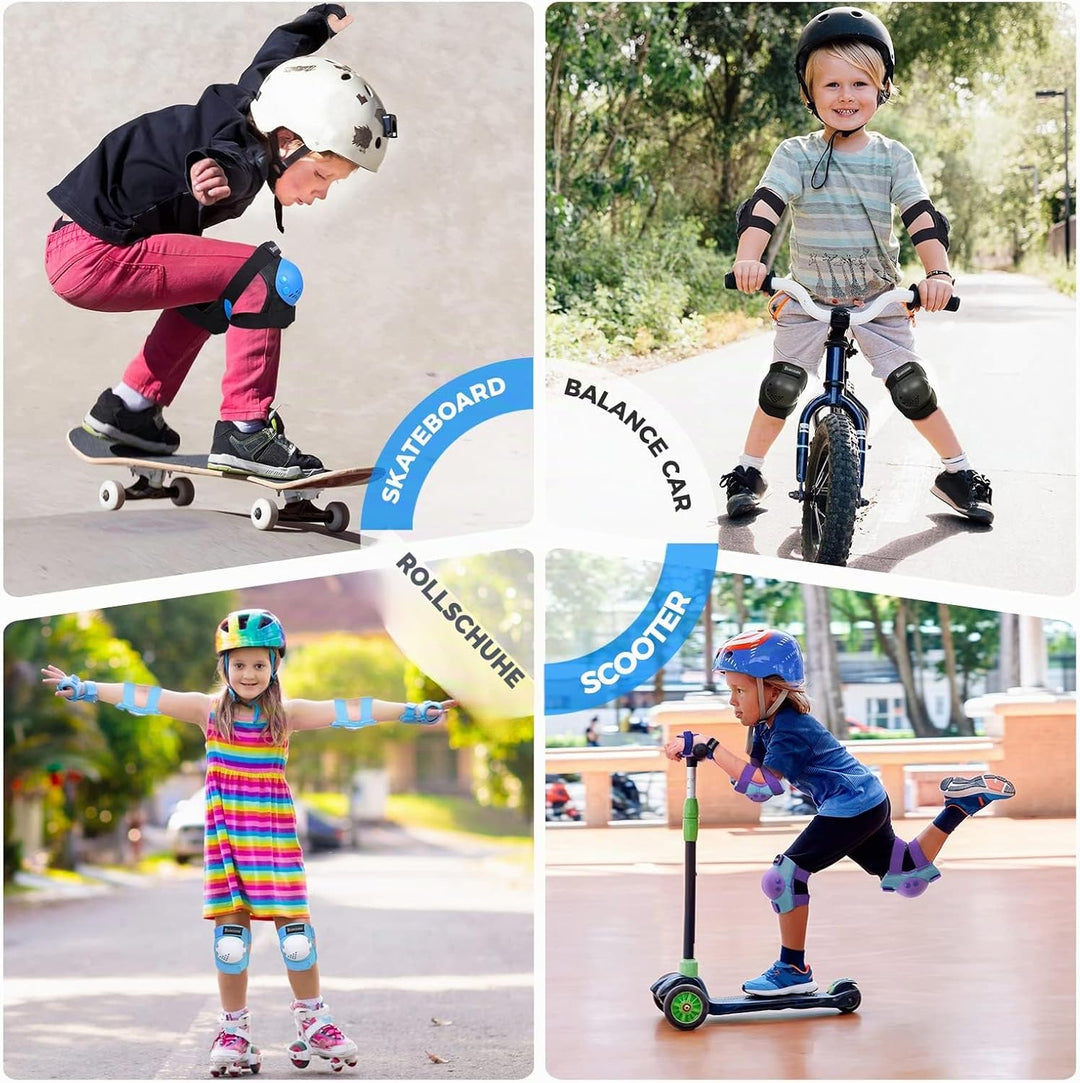 BOSONER Knieschoner Kinder Schoner Inliner Protektoren 6er Set Schützer Inliner Inline Skates Knie U