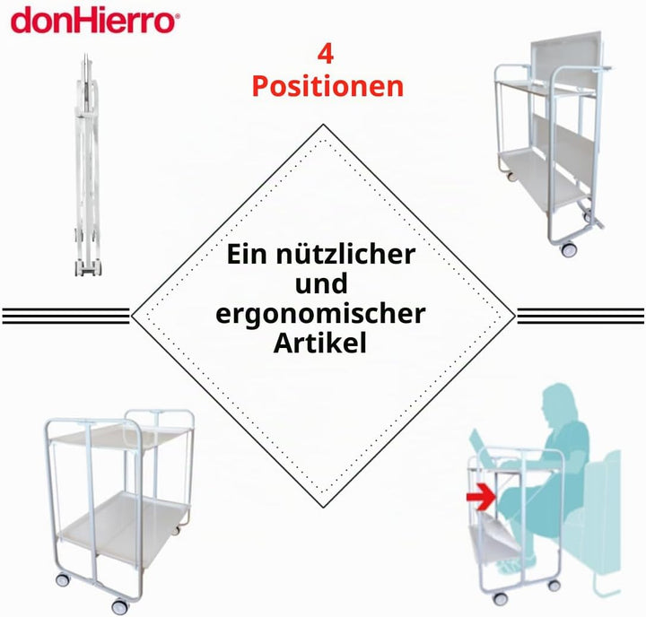 DON HIERRO - Servierwagen, klappbar, 2 Böden, grauem Rahmen. Bauhaus-Zedernholz, Zedernholz