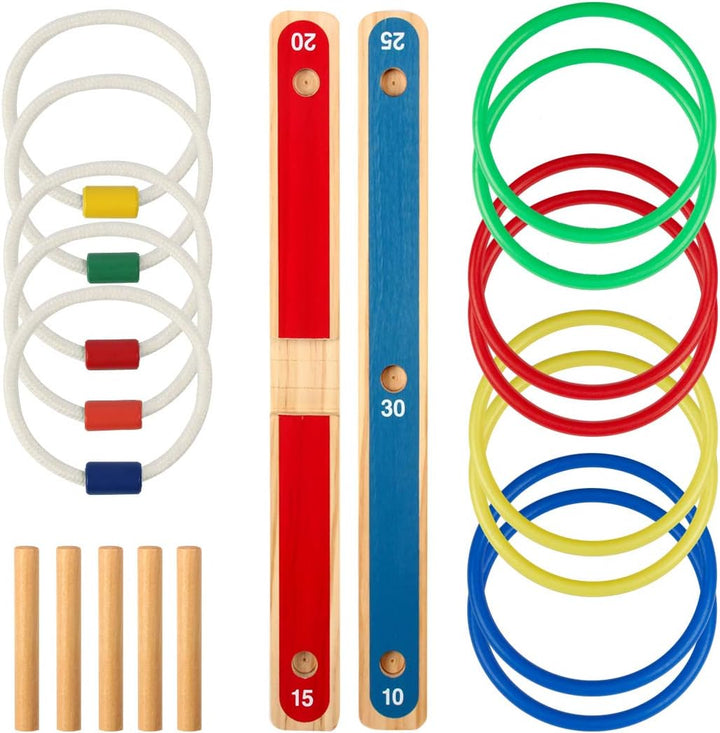 Wurfspiel Ringwurfspiel, UlifeME Garten Spiele für Kinder und Erwachsene, 5 Pcs Hölzerne Seilringe +