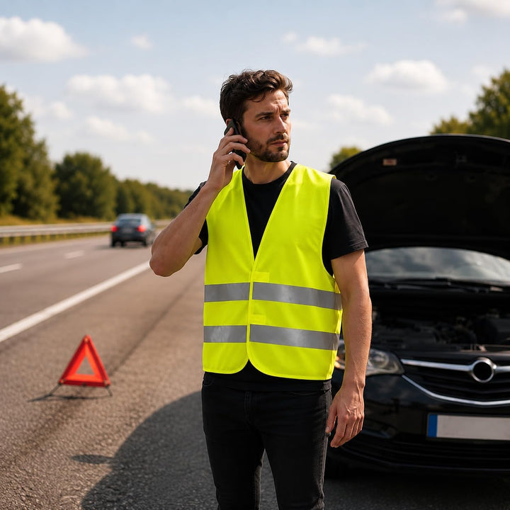 4business 100 Stück Qualitäts Kfz Warnweste gelb EN ISO 20471 Klasse 2 für Erwachsene Unisize TÜV-ge