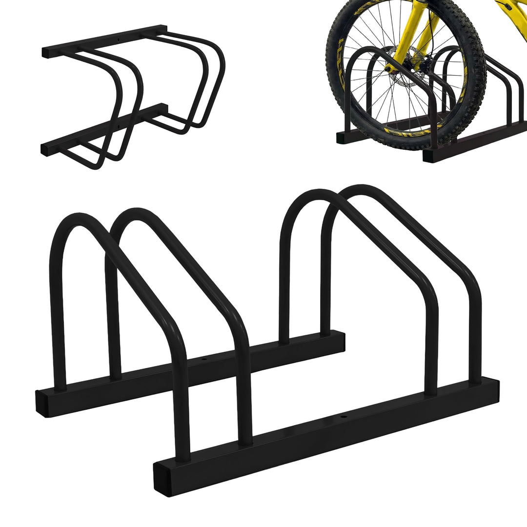 Relaxdays Fahrradständer Boden &amp; Wandmontage, 2 Räder, bis 65 mm Reifenbreite, Garage, Hof, Reihenpa