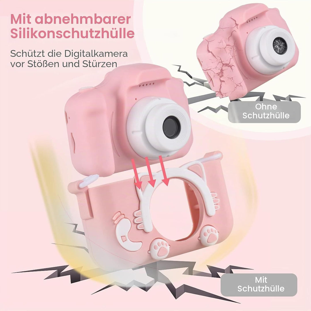 Andoer KinderKamera, Digitalkamera Kinder 1080P, 2,0" Kamera Kinder Fotoapparat mit Umhängeband, Ges