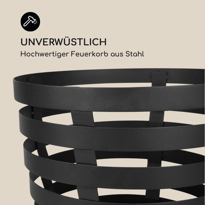 blumfeldt Verus - Feuerkorb aus Stahl, 42 cm Feuerstelle, Stabiler Stand, Feuerschale für den Garten