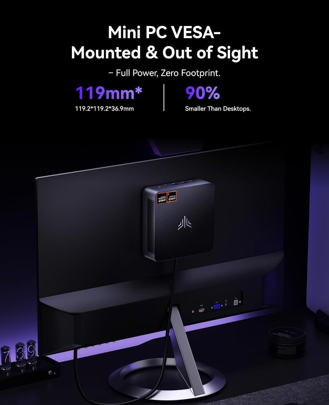 NiPoGi AM21 Mini PC АMD Ryzen 7 8745HS (8C/16T, bis zu 4,9 GHz), 32 GB DDR5 5600MHz 1 TB M.2 NVME SS