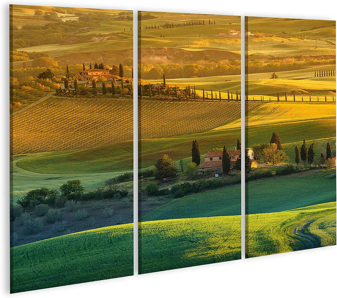 islandburner Bild auf Leinwand Toskana Italien Bilder Wandbilder Poster Leinwand 130x80cm - 3 Teile,