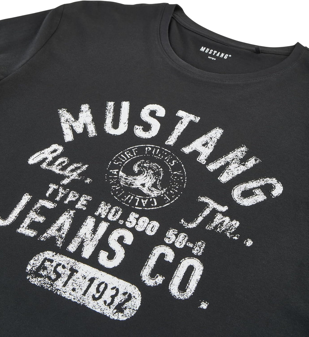 MUSTANG Tshirt Herren Baumwolle Regular Fit 4er Pack Set Rundhals Kurzarm Sommer Tee Shirt Logoprint