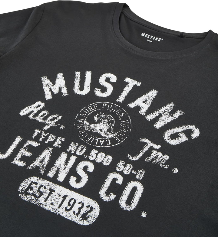 MUSTANG Tshirt Herren Baumwolle Regular Fit 4er Pack Set Rundhals Kurzarm Sommer Tee Shirt Logoprint